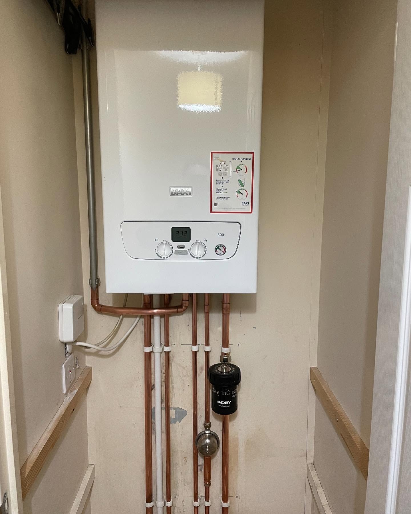 New gas boiler in place after a full boiler replacement in north Hampshire
